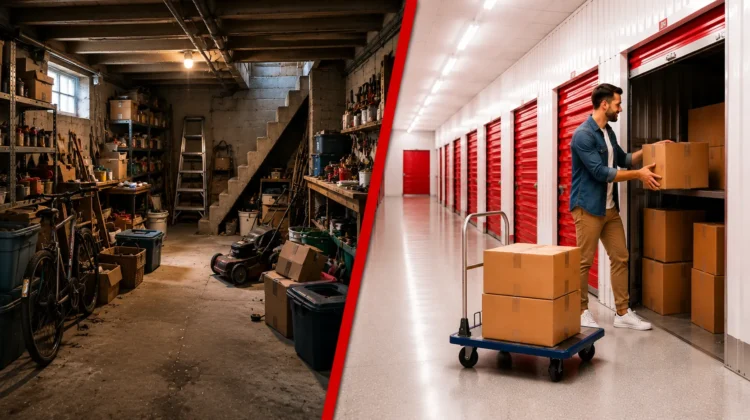 Pince vagy önkiszolgáló tároló? Zsúfolt pince és rendezett City Storage tároló összehasonlítása