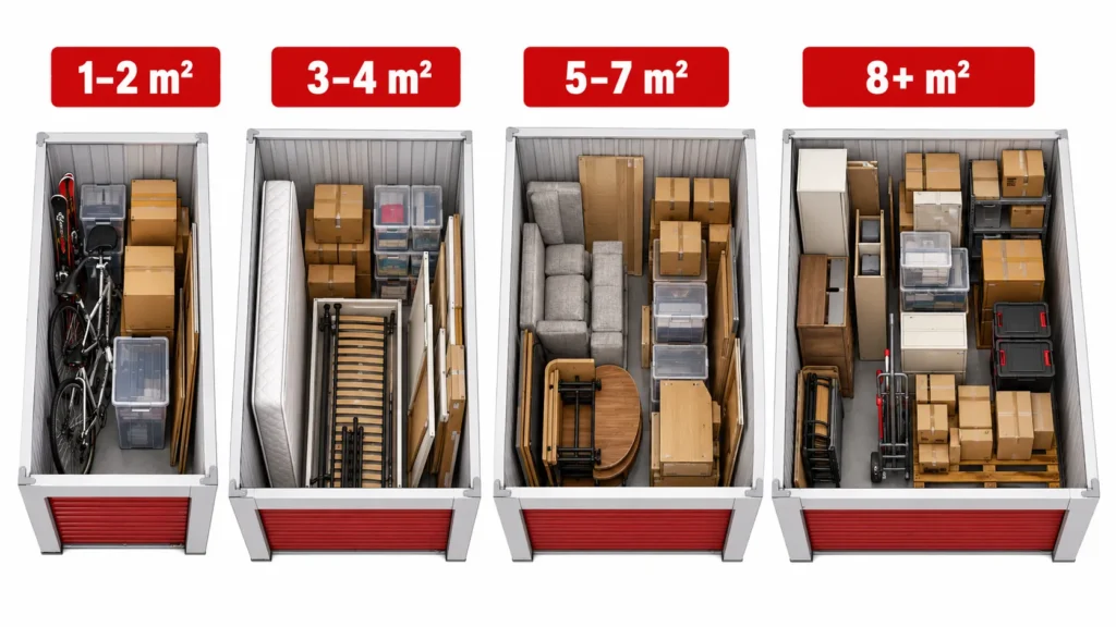 Tároló méretek 1–2 m²-től 8+ m²-ig – mennyi holmi fér el egy önraktárban